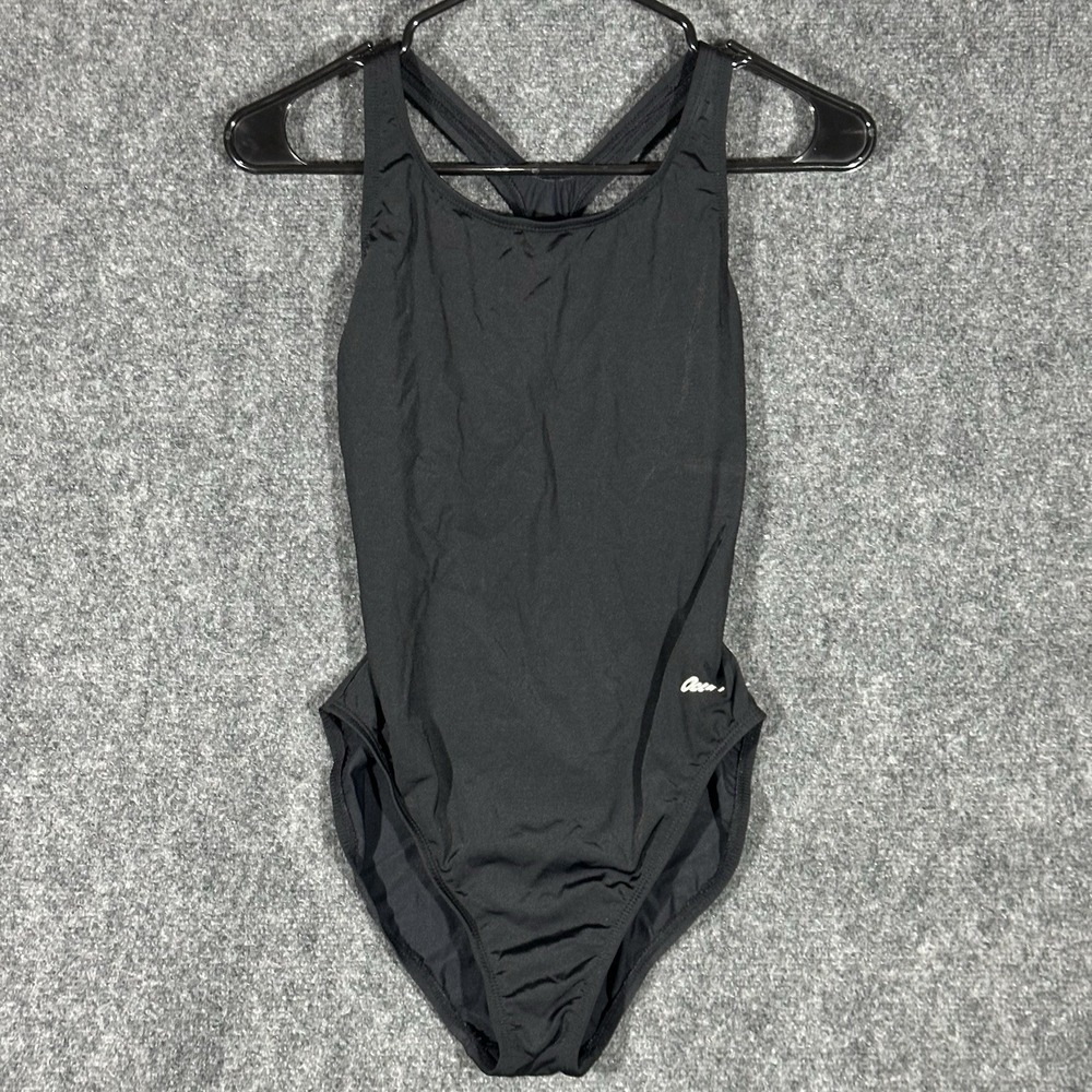 Ocean Womens Black One Piece Swimsuit Athletic Racerback Swimwear Size 36